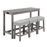 Industrial Bar Table And Chairs Set With Power Outlet - Omega Lifestyles