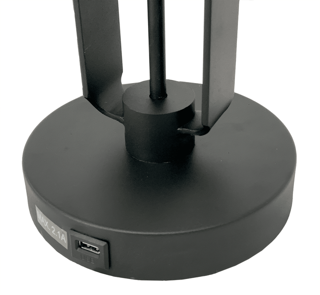 Industrial Black Metal Wire Cage Table Lamp With USB Port - Omega Lifestyles