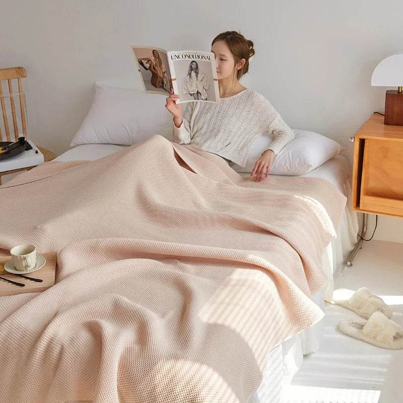 Japanese-Style 100% Cotton Summer Honeycomb Blanket - Omega Lifestyles