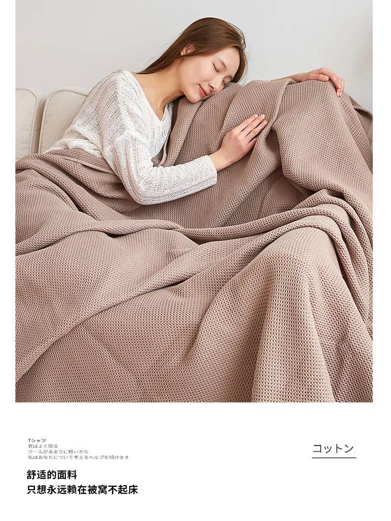 Japanese-Style 100% Cotton Summer Honeycomb Blanket - Omega Lifestyles