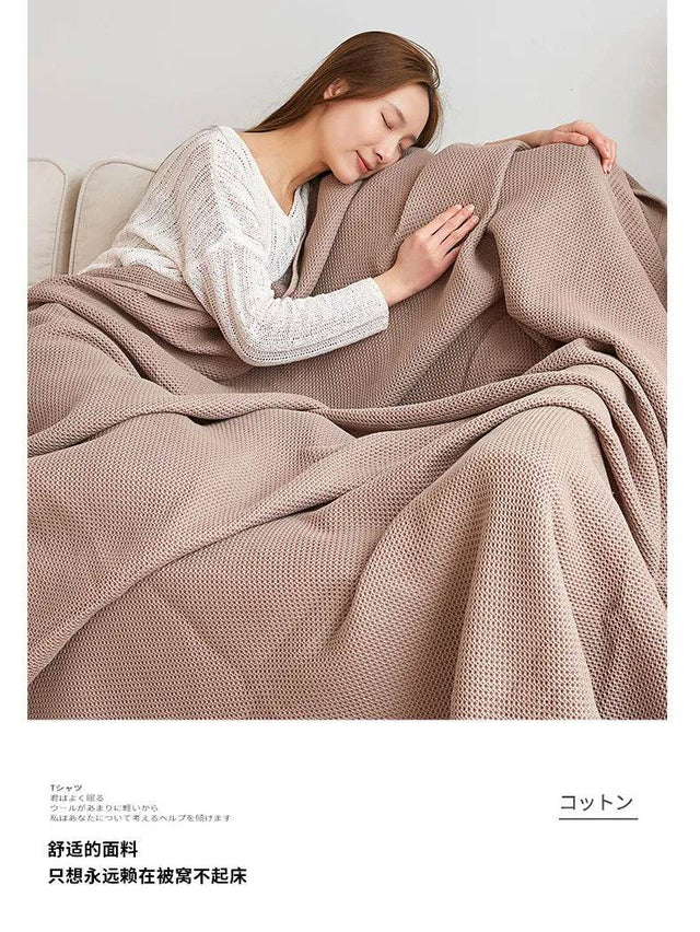 Japanese-Style 100% Cotton Summer Honeycomb Blanket - Omega Lifestyles