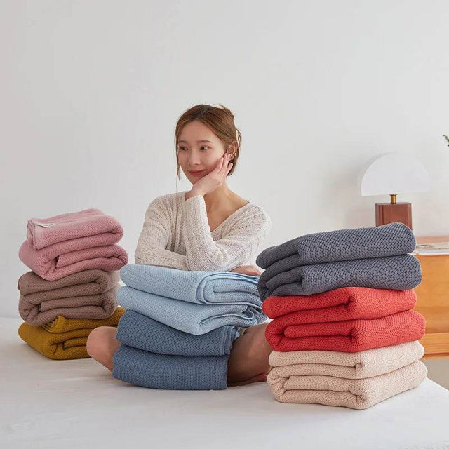 Japanese-Style 100% Cotton Summer Honeycomb Blanket - Omega Lifestyles