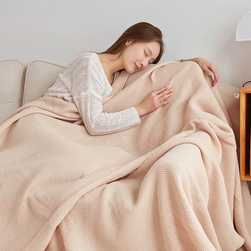 Japanese-Style 100% Cotton Summer Honeycomb Blanket - Omega Lifestyles