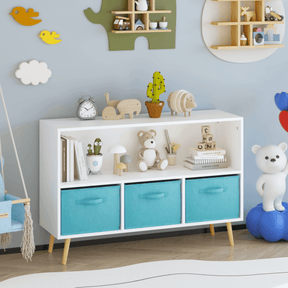 Kids MDF Bookcase With Collapsible Fabric Drawers - Omega Lifestyles