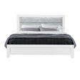 King Modern White Rubber Wood Bed Frame With LED Lighting - Driftwood - Omega Lifestyles