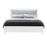 King Modern White Rubber Wood Bed Frame With LED Lighting - Driftwood - Omega Lifestyles