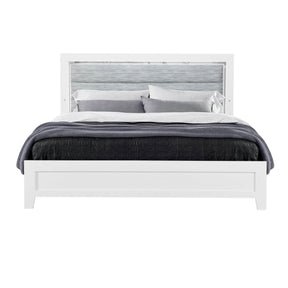 King Modern White Rubber Wood Bed Frame With LED Lighting - Omega Lifestyles