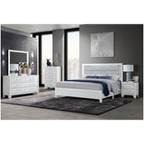 King Modern White Rubber Wood Bed Frame With LED Lighting - Driftwood - Omega Lifestyles