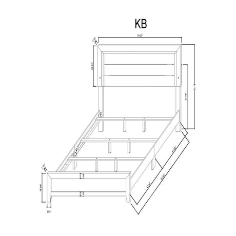 King Modern White Rubber Wood Bed Frame With LED Lighting - Driftwood - Omega Lifestyles