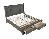 King Rustic Gray Solid Wood Storage Bed Frame - Driftwood - Omega Lifestyles