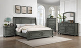 King Rustic Gray Solid Wood Storage Bed Frame - Driftwood - Omega Lifestyles