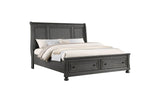 King Rustic Gray Solid Wood Storage Bed Frame - Driftwood - Omega Lifestyles