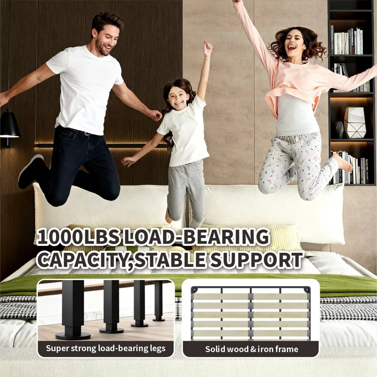 King Size Chenille Upholstered Adjustable Headboard Bed Frame - Omega Lifestyles