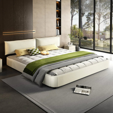 King Size Chenille Upholstered Adjustable Headboard Bed Frame - Omega Lifestyles