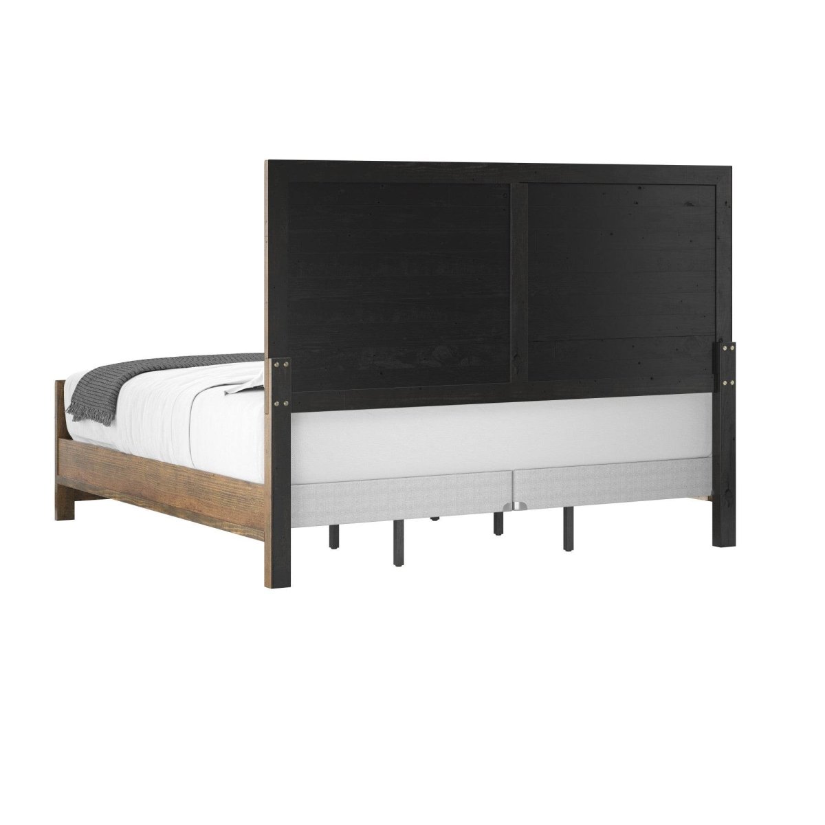 King Solid Wood Rustic Brown Bedroom Bed Frame - Driftwood - Omega Lifestyles