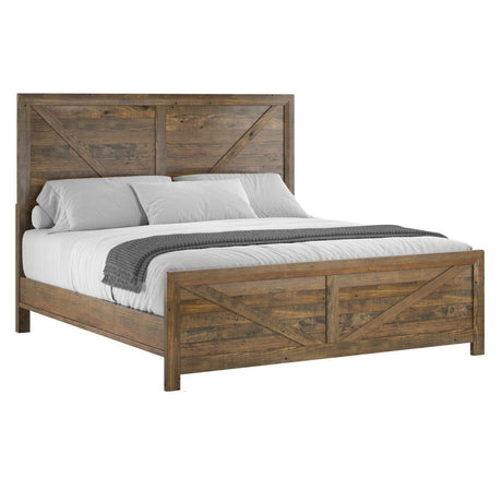 King Solid Wood Rustic Brown Bedroom Bed Frame - Driftwood - Omega Lifestyles