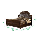 King Traditional Button - Tufted Upholstered Wood Bed Frame - Driftwood - Omega Lifestyles