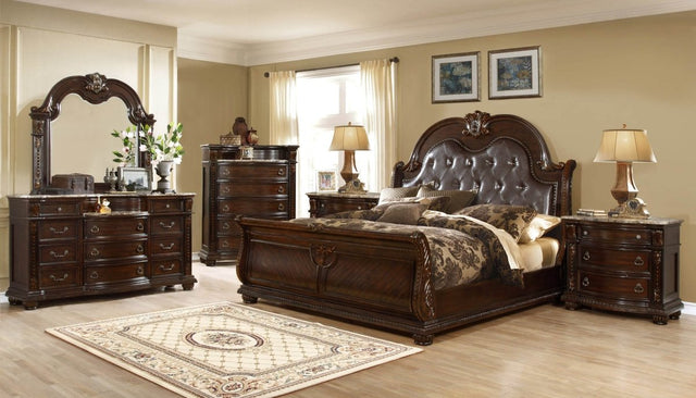 King Traditional Button-Tufted Upholstered Wood Bed Frame - Omega Lifestyles