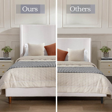 King Upholstered Wingback Fabric Metal Bed Frame - Driftwood - Omega Lifestyles