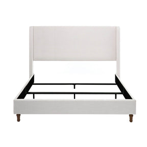 King Upholstered Wingback Fabric Metal Bed Frame - Omega Lifestyles