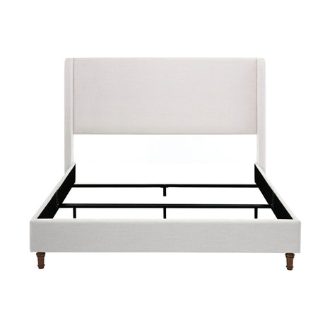 King Upholstered Wingback Fabric Metal Bed Frame - Driftwood - Omega Lifestyles