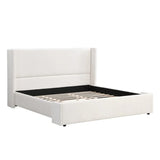 King White Fabric Upholstered Wingback Bed Frame - Omega Lifestyles