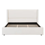 King White Fabric Upholstered Wingback Bed Frame - Omega Lifestyles