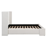 King White Fabric Upholstered Wingback Bed Frame - Omega Lifestyles