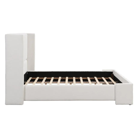 King White Fabric Upholstered Wingback Bed Frame - Omega Lifestyles