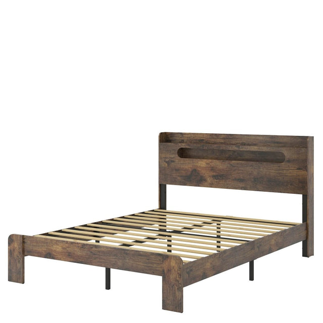 King Wood Platform Bed Frame With Storage USB Charging - Omega Lifestyles