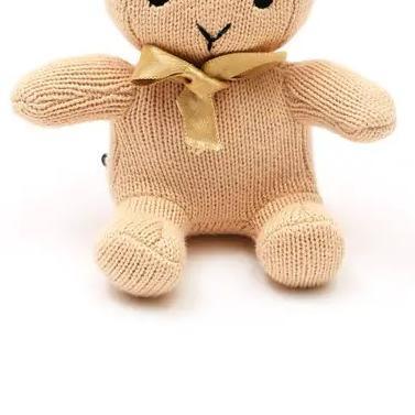 Knitted Beige Cotton Hypoallergenic Stuffed Bunny Toy - Omega Lifestyles