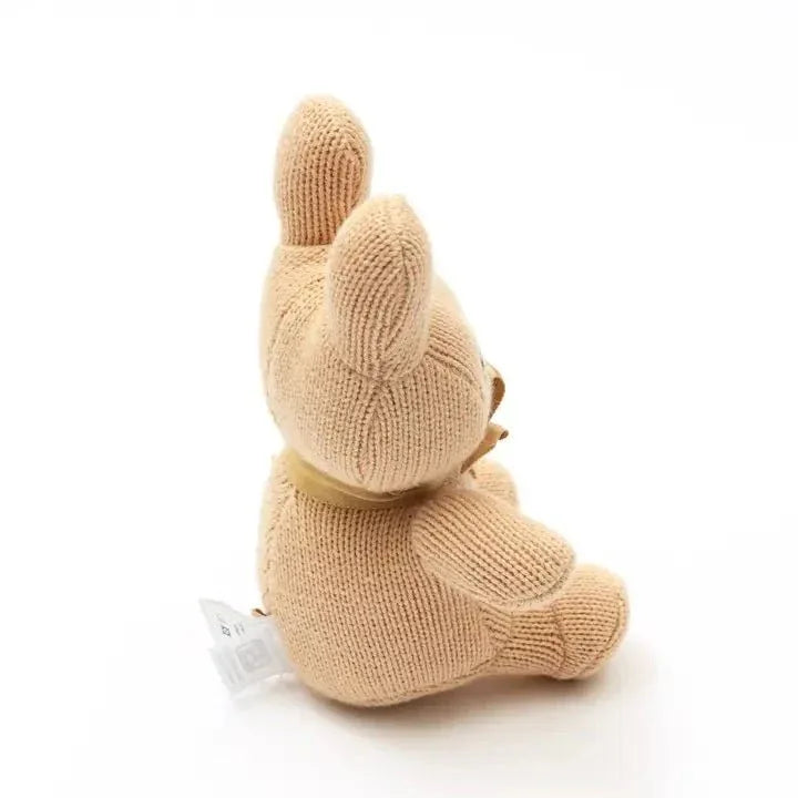 Knitted Beige Cotton Hypoallergenic Stuffed Bunny Toy - Omega Lifestyles