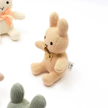 Knitted Beige Cotton Hypoallergenic Stuffed Bunny Toy - Omega Lifestyles