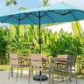 Large Solar LED Patio Umbrella With Crank System - Omega Lifestyles