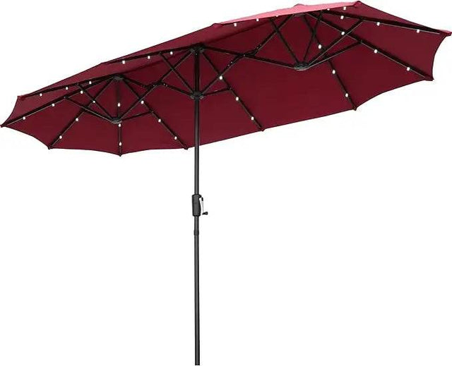 Large Solar LED Patio Umbrella With Crank System - Omega Lifestyles