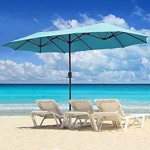 Large Solar LED Patio Umbrella With Crank System - Omega Lifestyles