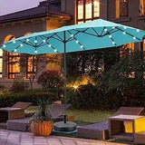Large Solar LED Patio Umbrella With Crank System - Omega Lifestyles