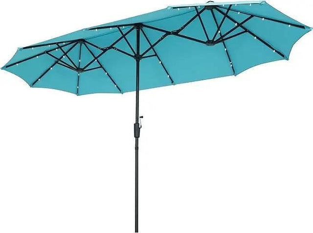 Large Solar LED Patio Umbrella With Crank System - Omega Lifestyles