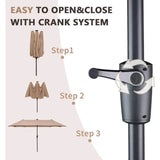 Large Solar LED Patio Umbrella With Crank System - Omega Lifestyles