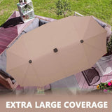 Large Solar LED Patio Umbrella With Crank System - Omega Lifestyles
