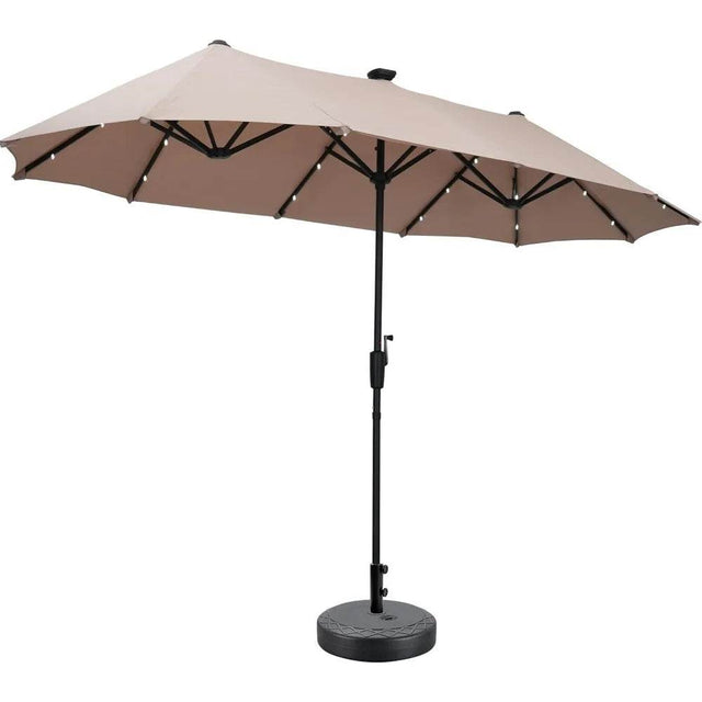 Large Solar LED Patio Umbrella With Crank System - Omega Lifestyles