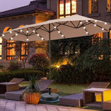 Large Solar LED Patio Umbrella With Crank System - Omega Lifestyles