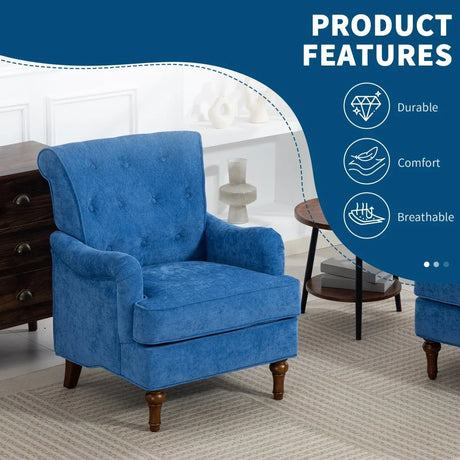 Light Blue Fabric Accent Chair With Foam Cushion - Omega Lifestyles