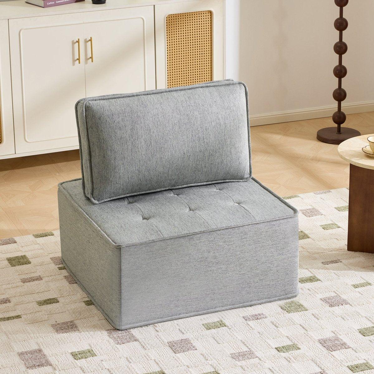 Light Grey Linen Wooden Frame Modular Sofa Chair - Omega Lifestyles