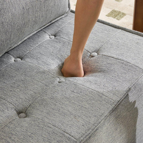 Light Grey Linen Wooden Frame Modular Sofa Chair - Omega Lifestyles