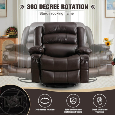 Manual Control Soft PU Leather Massage Recliner Chair - Driftwood - Omega Lifestyles