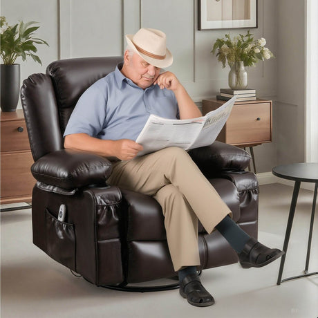 Manual Control Soft PU Leather Massage Recliner Chair - Driftwood - Omega Lifestyles