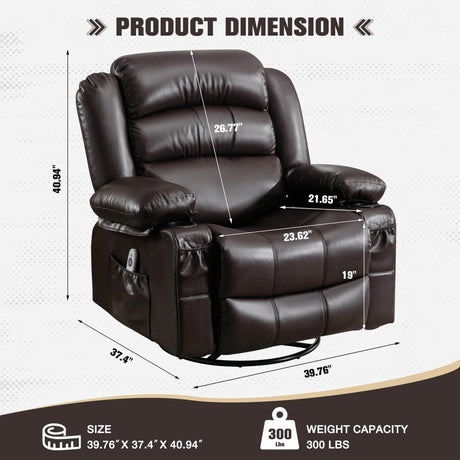 Manual Control Soft PU Leather Massage Recliner Chair - Driftwood - Omega Lifestyles