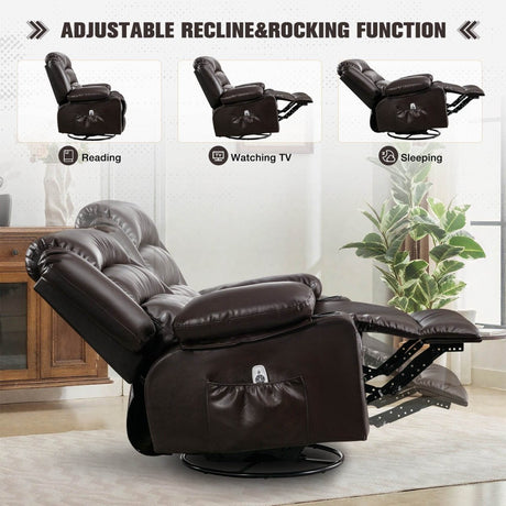 Manual Control Soft PU Leather Massage Recliner Chair - Driftwood - Omega Lifestyles