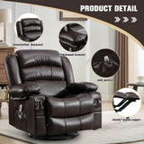 Manual Control Soft PU Leather Massage Recliner Chair - Driftwood - Omega Lifestyles